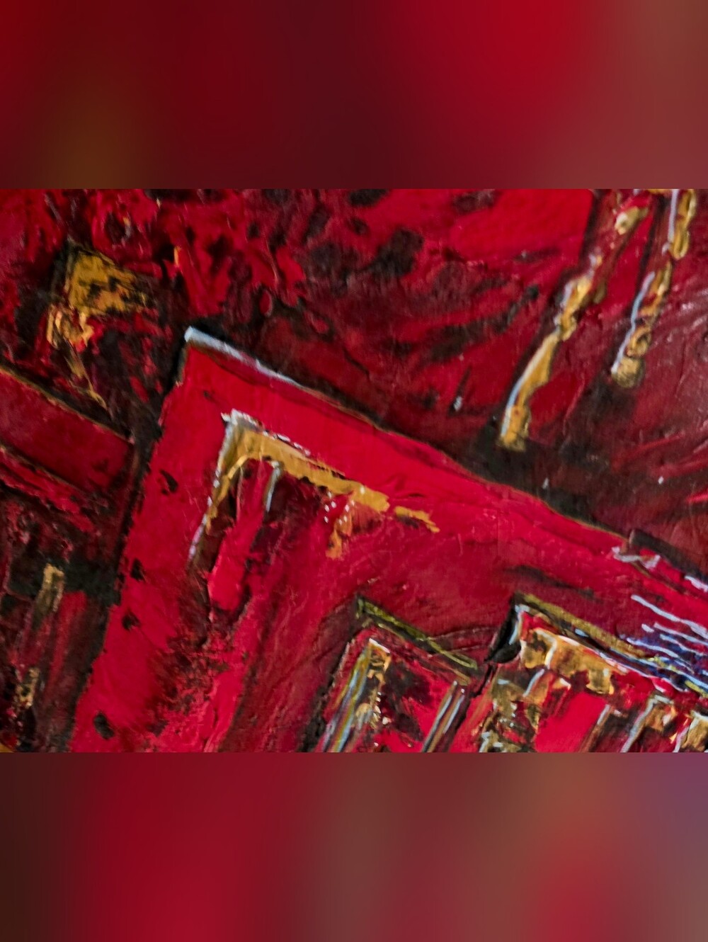 Original Abstract Red and Gold Texture Painting With Changes... - Picture 3 of 7